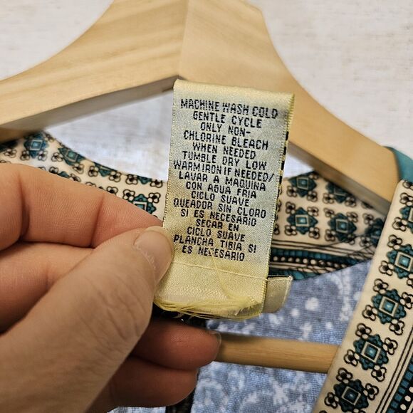 ICE Dress Turquoise Black Green Kimono Style Sash Built In Slip Size 6 - Picture 3 of 9